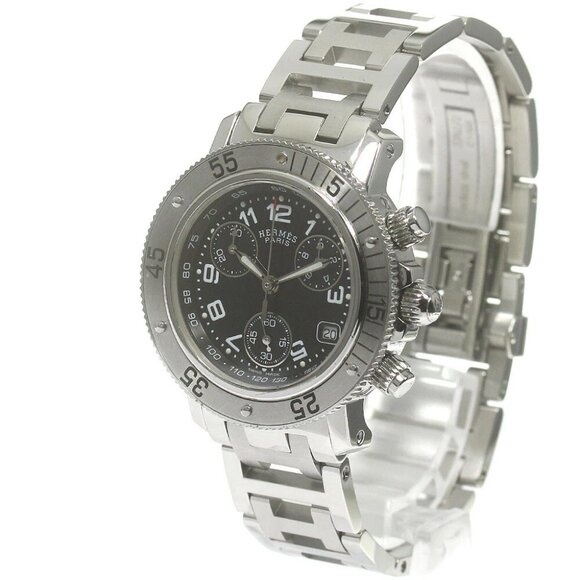 HERMES Clipper diver CL2.310 Chronograph black Dial Quartz Ladies Watch_843764 - Picture 1 of 11